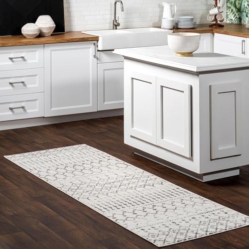 nuLOOM Blythe Grey Trellis Power Loomed Runner Rug, 2' x 8' - color: Blythe Grey, size: 2'8" x 8' (Rectangular)