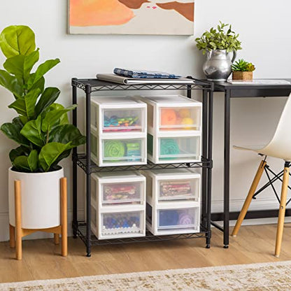 IRIS USA 8-Pack, 6 Qt. Small Stacking Drawer Storage Organizer, White | Keep craft supplies, accessories, office items, and small essentials organized around your home with separate storage spaces - size: 6 Qt., style: 8 Pack