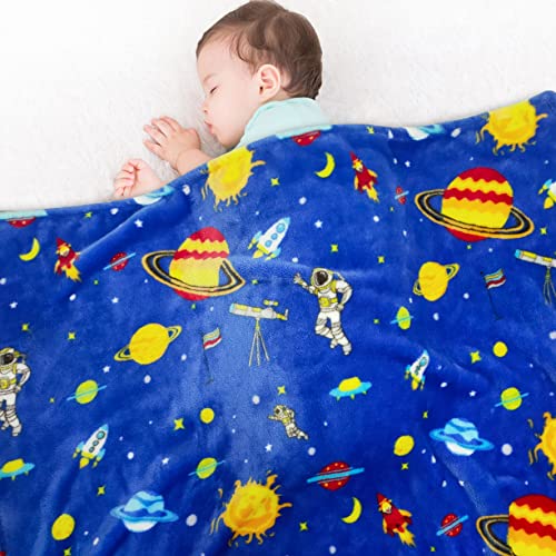 Lukeight Toddler Blanket for Boys and Girls, Plush and Thick Blanket Birthday Gifts for Toddler and Baby (Space, 30x40 Inches) - color: Space, size: 30 in x 40 in