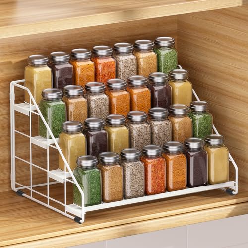 Spice Rack Organizer for Cabinet, 4 Tiered Spice Rack Organizer, Tiered Adjustable Spice Shelf for Kitchen (White-1Pcs) - color: White-1Pcs