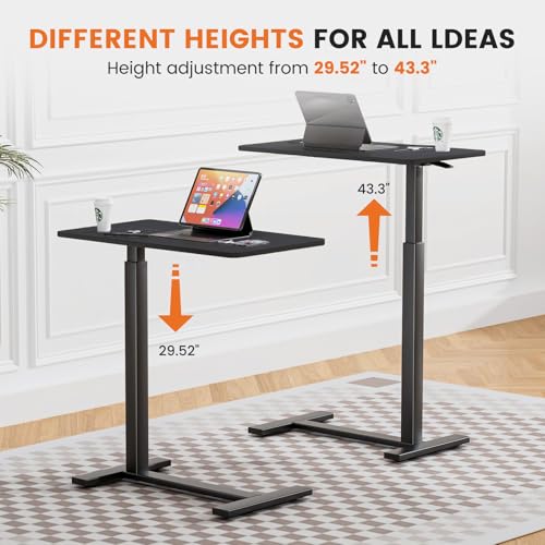 Sweetcrispy Overbed Table, Bedside Table, Mobile Standing Desk | Adjustable Wheels, Rolling Laptop Cart, Hospital Home Use, Space Saving Frame, Dorm, Apartment, Milky - color: Black