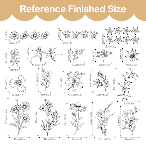 Tanlaby Sketch Black Flower Wall Decals Wildflower Floral Wall Stickers | Retro Peel and Stick Vinyl Art Decor for Bedroom Living Room Office Sofa TV Backdrop