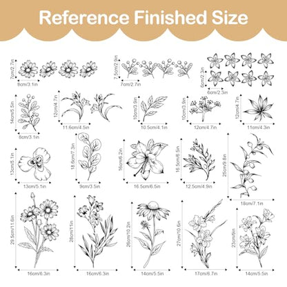Tanlaby Sketch Black Flower Wall Decals Wildflower Floral Wall Stickers | Retro Peel and Stick Vinyl Art Decor for Bedroom Living Room Office Sofa TV Backdrop