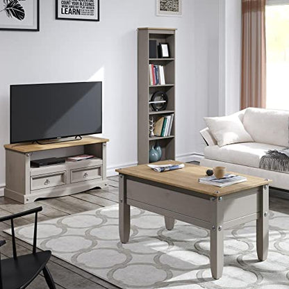 Wood Bookcase - Bookshelf - Tall Small Bookshelf - 118.11" W x 7.87" D x 69.29" H (Gray) - color: Grey