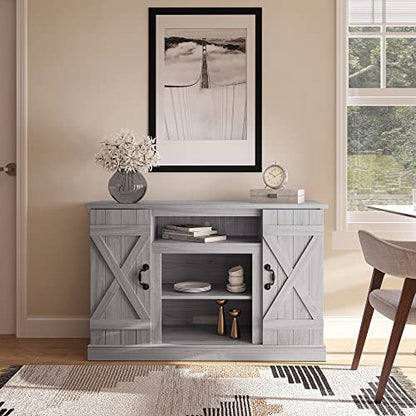 BELLEZE 47 Inch TV Stand & Media Entertainment Center TV Cabinet with Storage for TVs up to 50 Inch Console Table with Open Storage Shelves & Cabinets, Sargent Oak - color: Sargent Oak, style: 47"