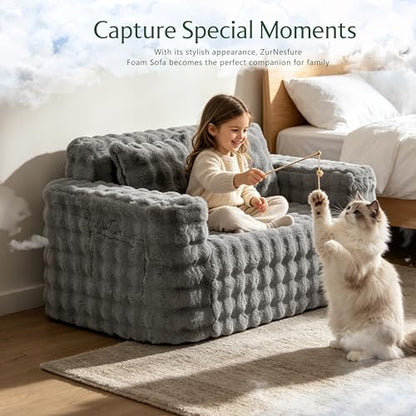 ZurNesfure Sofa Couch Loveseat Boneless Sofa with Pillow Grey,Loveseat | No Assembly Need, Modern Couch with deep seat and Washable Cover Cloud Sofa for Living Room Bedroom Apartment - color: Bubble Grey, size: Loveseat