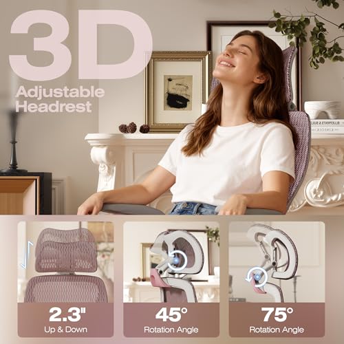 X100 Ergonomic Mesh Office Chair with Footrest, Big and Tall Home Desk Chair with 5D Flip-Up Arms, Adjustable 3D Lumbar Support, Gaming & Executive Computer Chair (Peach Blossom) - color: Peach Blossom