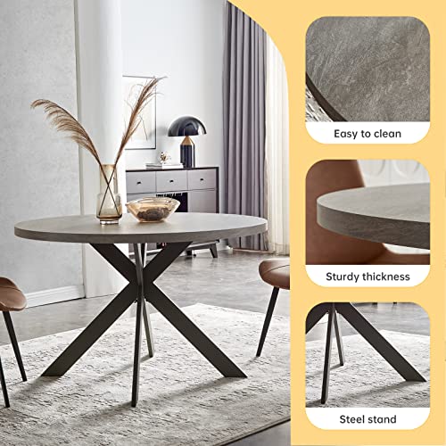 Zerifevni 45.3" Round Dining Table Set, Mid Century Modern Round Dining Table for 4-6 Person, Steel Legs, Leisure Coffee Table for Kitchen Dining Room, Save Space - color: 1 X Table