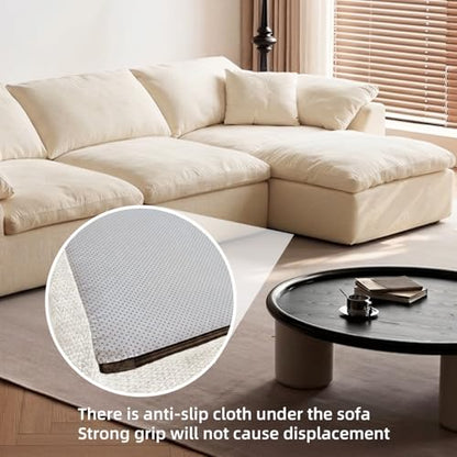 Cloud Couch Sectional for Living Room, Modular L Shaped Boneless Sofa with Chaise, Compressed No Assembly Couch, Deep Seat Chenille Upholstered Convertible Sofa Bed (White) - color: Warm White