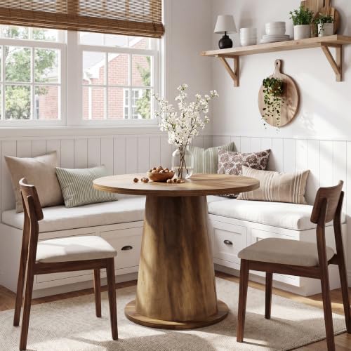 Tribesigns Small Round Dining Table for 2-4 People, 31.5" Wooden Kitchen Table with Thickened Tabletop & Sturdy Base, Mid-Century Modern Dinner Table for Small Apartment, Kitchen Nook, Dining Room