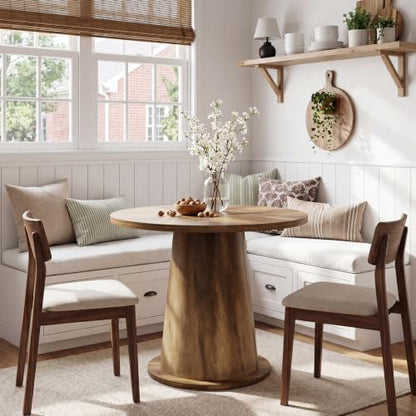 Tribesigns Small Round Dining Table for 2-4 People, 31.5" Wooden Kitchen Table with Thickened Tabletop & Sturdy Base, Mid-Century Modern Dinner Table for Small Apartment, Kitchen Nook, Dining Room