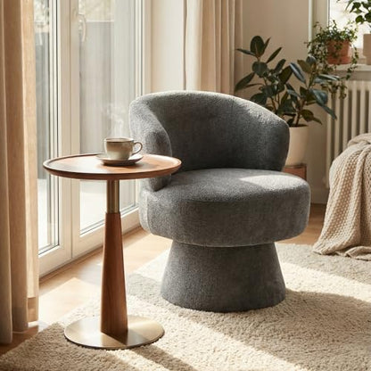 360° Swivel Accent Chairs, Modern Chenille Upholstered Boucle Dining Chair with Back, Vanity Chair Accent Armchair Side Chairs for Dining/Living Room, Bedroom, Gray - color: Grey, size: 1 Chair