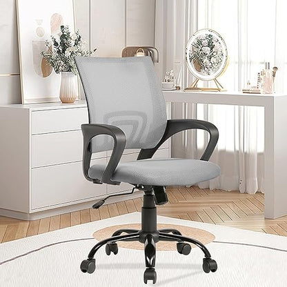 PayLessHere Office Computer Chair Ergonomic Cheap Desk Chair Adjustable Comfortable Mid Back Task Rolling Swivel with Lumbar Support for Home Office (Pack of 1, Grey) - color: Grey, style: pack of 1