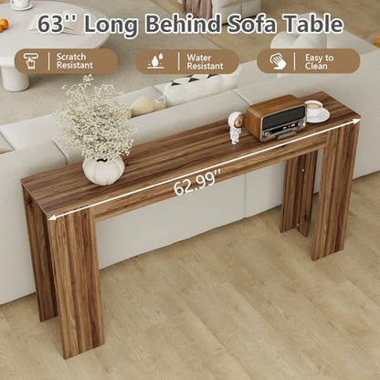 Spaco 63'' Narrow Long Console Table,Farmhouse Entryway Table Sofa Table with Storage,Wood Behind Couch Table for Living Room, Hallway,Foyer - color: Walnut (63'')