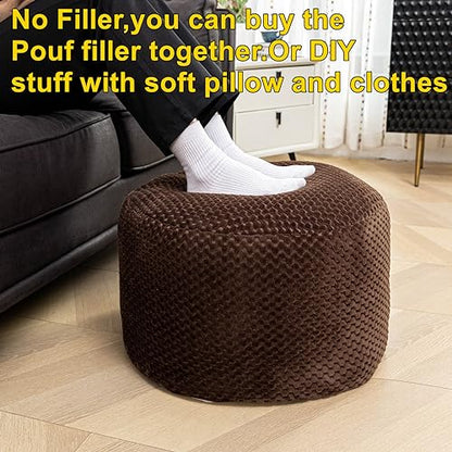 Asuprui Pouf Ottoman Unstuffed Round Poof Seat Foot Stool Ottoman Foot Rest No Filler 20x20x12 Inches Fuzzy Chair Floor Pouf Storage for Living Room Bedroom Coffee