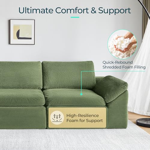 LINSY HOME 79" Modular Couch Modern Cloud Couch, 2 Seater Loveseat Sofa with Double Layer Cushions, Small Couch for Bedroom, Apartment, No Assembly Required, Green - color: Green, size: Loveseat