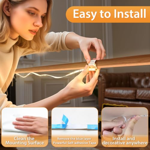 3 Pack 3.3FT Battery Powered LED Strip Lights with Remote Timer, 2700K-6000K Tunable White LED Cabinet Lights, Self-Adhesive Dimmable USB LED Strip Lights with12 Modes for Kitchen Bookshelf Cupboard - size: 3.3FT