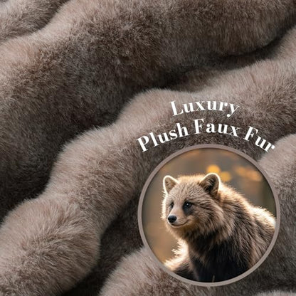 Faux Fur Throw Blanket, Ultra Soft Fuzzy Plush Bubble Blanket for Couch, Bed & Living Room, 60"x80", Cationic Bear Brown - color: Heather Brown, size: 60" x 80"