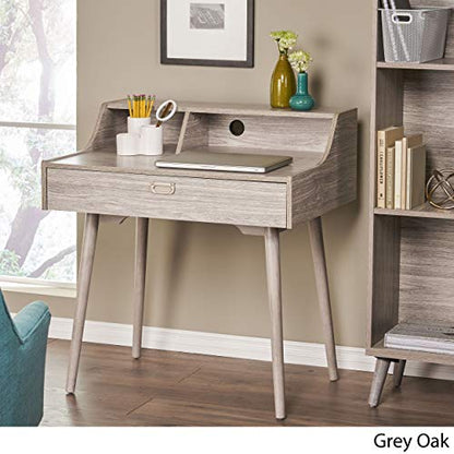 Christopher Knight Home Ellison Mid-Century Modern Fiberboard Home Office Desk, Grey Oak Finish
