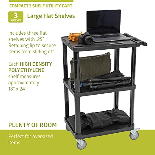 Pearington 3-Tier Compact Multi-Purpose Utility Cart with Lockable Wheels and Ergonomic Handle, Black, 2 Pack - size: 2 Pack