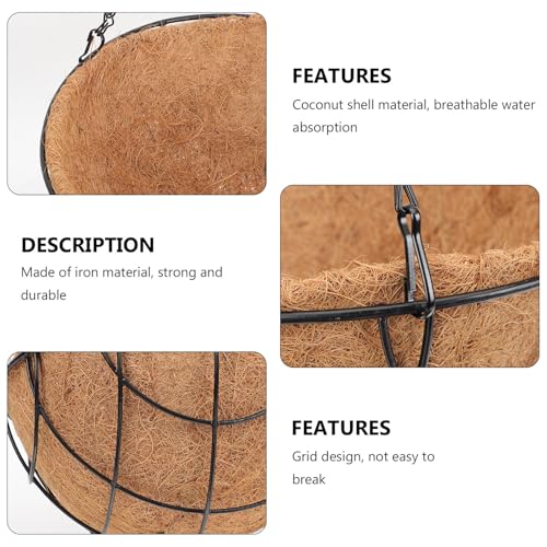 balacoo Outdoor Metal Hanging Planter Basket with Coir Liner, 10-inch Iron Wire Flower Pot for Balcony and Garden, Hanging Plant Container with Chains for Patio and Porch