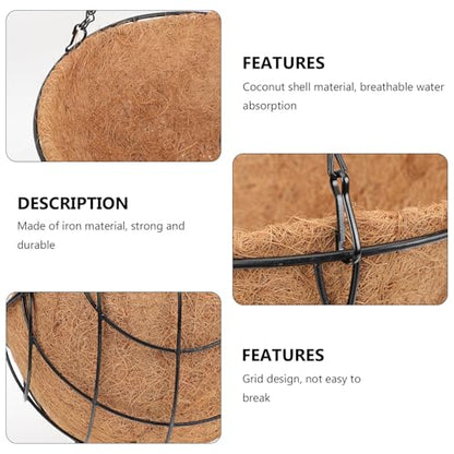 balacoo Outdoor Metal Hanging Planter Basket with Coir Liner, 10-inch Iron Wire Flower Pot for Balcony and Garden, Hanging Plant Container with Chains for Patio and Porch