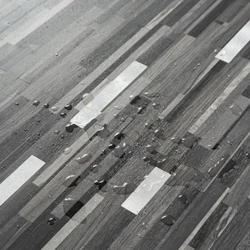 StyloVue 20 Sheets Peel and Stick Tile Backsplash, Black with Metal Gold Look Stick on Tile Upgrade Your Kitchen Backsplash, RV, Fireplace - color: Black Grey Wood With Metal Silver