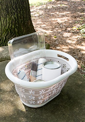 Camco Collapsible Laundry Basket | Features Simple Pop-Open & Collapse-Down Design | Waterproof for Easy Clean-Up | Measures 14.5” x 19.75” x 2.5”/10” Collapsed/Expanded, Taupe & White (51951) - size: 10 inches tall expanded (Pack of 2)