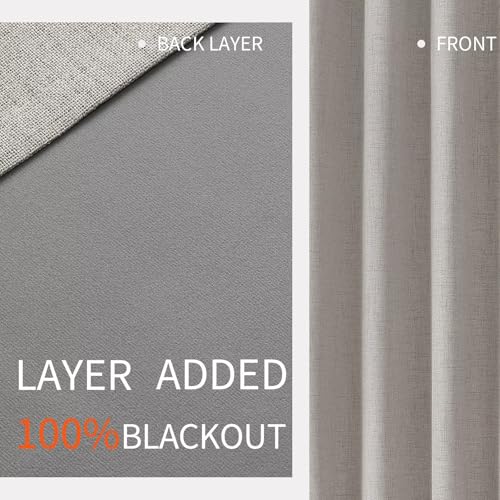 Joydeco Greyish White Blackout Curtains 120 Inches Long, Extra Long Curtains 120 Inch Length 1 Panel for Bedroom, Thermal Insulated Linen Black Out Curtains with Grommets(100x120, Greyish White) - color: Greyish White, size: 100"W x 120"L (Pack of 1)