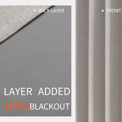 Joydeco Greyish White Blackout Curtains 120 Inches Long, Extra Long Curtains 120 Inch Length 1 Panel for Bedroom, Thermal Insulated Linen Black Out Curtains with Grommets(100x120, Greyish White) - color: Greyish White, size: 100"W x 120"L (Pack of 1)