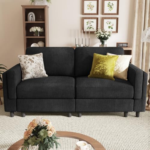 KKL Loveseat Sofa Couch for Living Room, Modular Sectional Small Couch | Comfy Living Room Chair with Deep Seat, 2-Seat Sofa Chair for Apartments Dorms Offices - color: Black, size: Loveseat