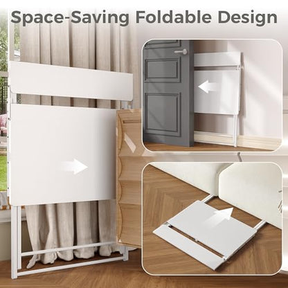 Small Desk No Assembly,31.5Inch 2-Tier Compact Computer Desk with Shelf & Side Pocket,Space Saving Foldable Table for Home Office, Bedroom or Apartment,Portable Collapsible Sturdy Laptop Desk,White - color: White