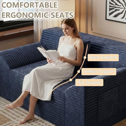 42" Boneless Oversized Chair with Side Pocket, Sofa Small Single Couch in a Box, Deep Seating Boneless Chair for Bedroom Living Room Office Apartment, No Assembly, Blue - color: Blue, size: 42'' Style 4