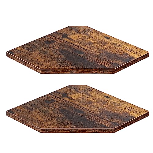 Fun Memories Corner Shelf Wall Mount, Floating Corner Shelves, Set of 2 Corner Wall Shelf Organizer, Rustic Wood Wall Storage Display Shelves for Living Room Bedroom Bathroom Kitchen, Rustic Brown | Organizer - color: Brown, size: 10.5" x 10.5", Set of 2