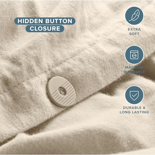 Bare Home Flannel Duvet Cover Set (Twin/Twin XL, Sand) | 100% Cotton, Velvety Soft, Heavyweight, Premium Flannel, Double Brushed, Includes Sham Pillow Cover - color: 05 - Sand (No Comforter), size: Twin/Twin XL