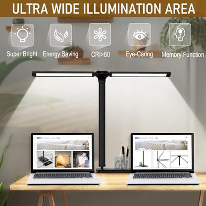 Dimmable LED Desk Lamp with USB Charging Port Bright 50 Lighting Modes | Dual Swing Arm Architect Table Lamp Light for Home Office Dorm Piano Nail