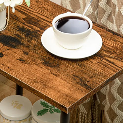 HOOBRO End Table, Small Side Table, Nightstand with 2-Layer Storage Shelves, Sofa Table for Small Spaces, Living Room, Bedroom, Stable Frame, Easy Assembly, Rustic Brown BF09BZ01 - color: Rustic Brown + Black