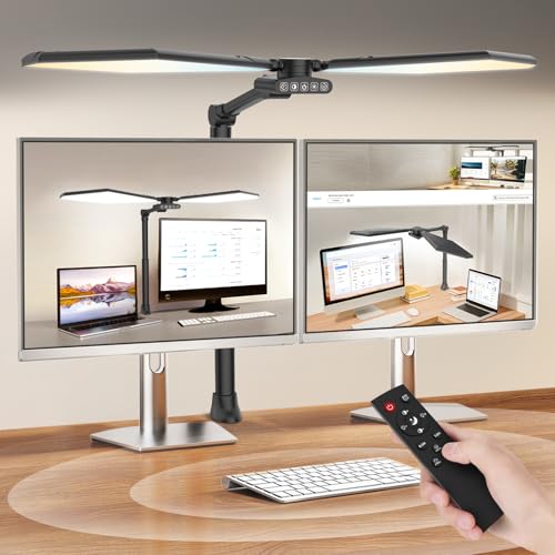 36W LED Desk Lamp with Clamp, Dual-Head Architect Lamp with Remote, Black | Ultra Bright 448-LED 3600LM Office Lamp, 2700K-6500K, Stepless Dimming, 60-Inch Desk Light for Workbenches and Home Offices - color: Black
