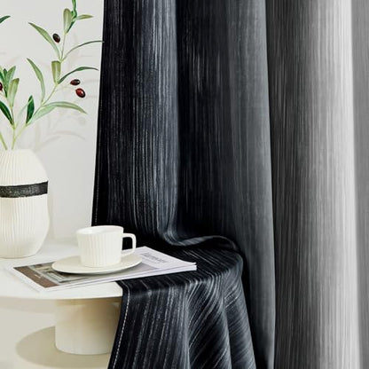 MIULEE Black and Greyish White Ombre Blackout Curtains 52Wx84L Set of 2 | Full Room Darkening,Thermal Insulated,84 Inch Long,Grommet Drapes for Bedroom/Living Room,Modern Window Treatments - color: Black and Greyish White, size: 52"W x 84"L (Pack of 2)