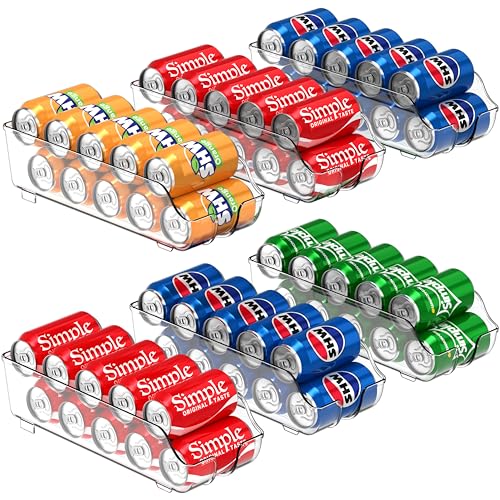 Simple Houseware Soda Can Organizer Dispenser Refrigerator/Pantry, Set of 6 | Clear - size: 6 Pack, style: Standard Can