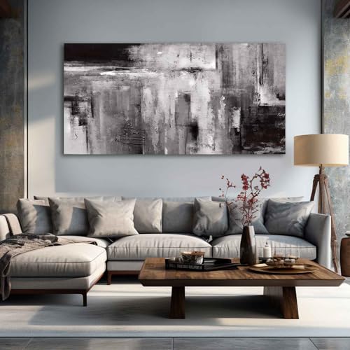 XIANSHOU Black Abstract Wall Art Living Room Decor Painting 29"x 58" White Abstract Graffiti Wall Decorations for Bedroom Kitchen Dining Room Office - color: Black, size: 58"L x 29"W