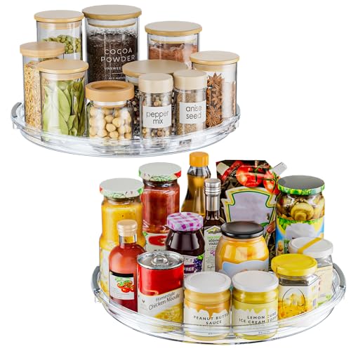 LAMU 12 in Lazy Susan Turntable, 2 Pack Clear Spice Rack, Organizer Storage | 360° Rotating, Kitchen Storage Tray for Cabinet & Table Top, Pantry, Fridge, Bathroom, Medicine & Countertop - size: 12 Inch-2 Pack