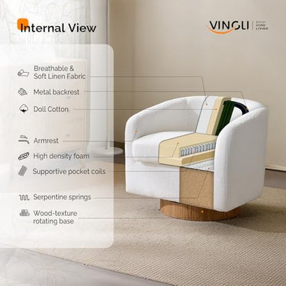VINGLI 360°Swivel Accent Chairs Set of 2 with Engineered Wood Base and Removable Cushion for Living Room, Bedroom, Curved Back Barrel Chairs for Small Space, Upholstered Bucket Armchairs, Teddy White - color: Teddy-white