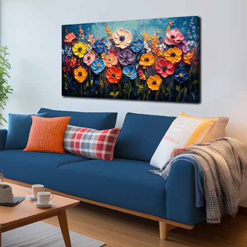 Flower Canvas Wall Art for Bedroom Women Floral Prints Wall Decor | 20 x 40 Inch Colorful Wall Picture for Living Room, Home Office Wall Decoration,Girl Room Decor Ready To Hang - color: Colorful, size: 40"L x 20"W