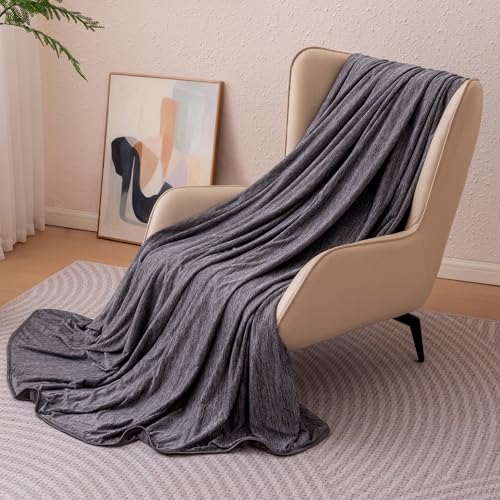 Amazon Basics Cooling Blanket for Hot Sleepers, Reversible Lightweight Thin Throw Blanket for Bed, Couch and Sofa, Queen (90" x 90"), Dark Gray - color: Dark Gray, size: Queen