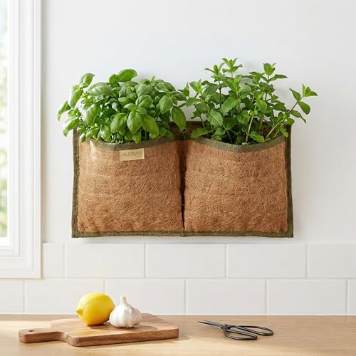 Wall Hanging Planter, 2 Pocket, Hanging herb Planter, wall Mounted Plant Holder, Vertical herb Garden, Plant Hanger Indoor, Boho Kitchen Decor, Porch and Balcony Decor, Fence planters - style: 2 Pockets