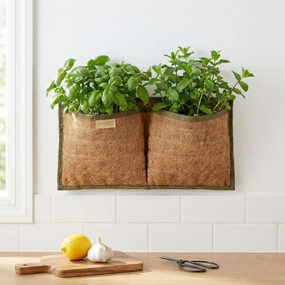 Wall Hanging Planter, 2 Pocket, Hanging herb Planter, wall Mounted Plant Holder, Vertical herb Garden, Plant Hanger Indoor, Boho Kitchen Decor, Porch and Balcony Decor, Fence planters - style: 2 Pockets