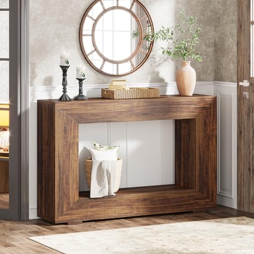 Tribesigns Farmhouse Console Table, 47 Inches Entryway Console Table with Storage, Industrial Hallway Accent Table for Living Room, Entrance - color: Rustic Brown