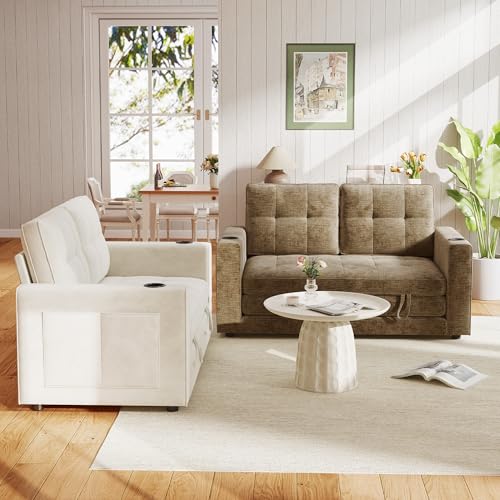 Convertible Sofa Bed, Folding Sofa Bed 2 in1 Pull Out Loveseat Sleeper Sofa, Floor Sofa Bed for Small Spaces Folding Couch Bed with Pillows for Living Room Bedroom - Brown - color: Brown