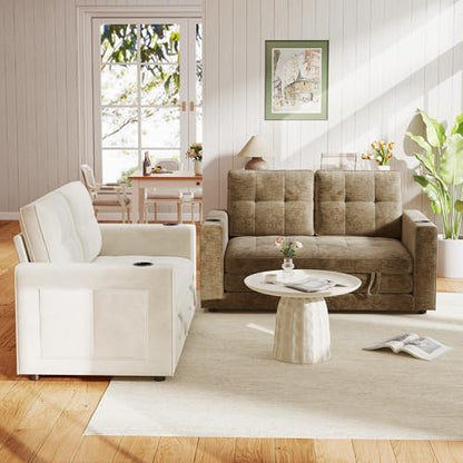 Convertible Sofa Bed, Folding Sofa Bed 2 in1 Pull Out Loveseat Sleeper Sofa, Floor Sofa Bed for Small Spaces Folding Couch Bed with Pillows for Living Room Bedroom - Brown - color: Brown